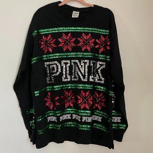 PINK christmas longsleeve t-shirt